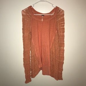 Free People Light Orange Long Sleeve Top